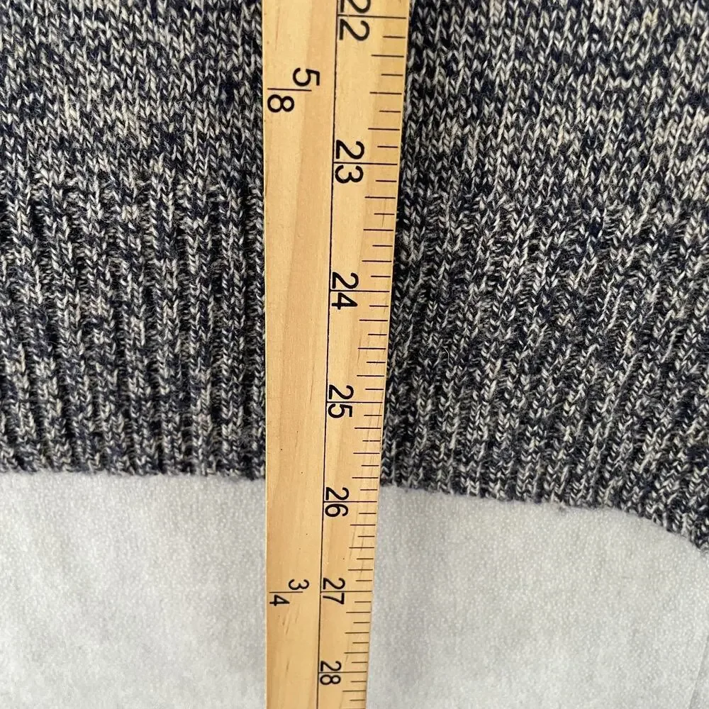 J Crew Sweater Adult Medium Blue Tan Wool Shawl Collar Rugged Merino Blend Knit